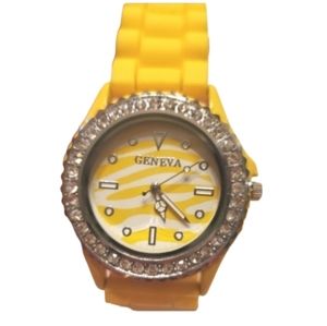 Yellow zebra Geneva watch, silicone band new